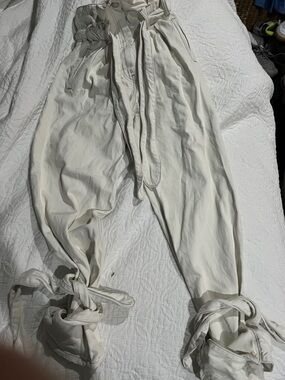 The Attico High-Rise paper bag Cream Tie-Waist Jeans